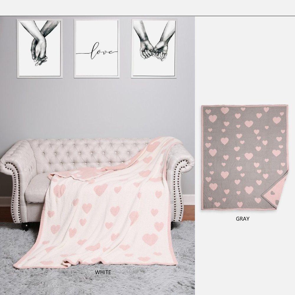 P/S Heart Print Luxury Soft Throw Blanket·50x60·Super Soft Throw·Cozy·ComfyLuxe